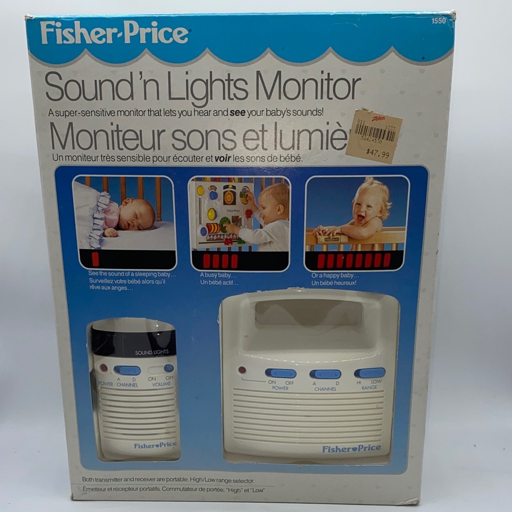 Vintage Fisher-Price Sound 'n Lights Baby Monitor Nursery Transmitter & Receiver